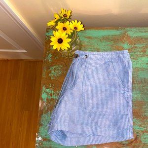 GAP Blue Pinstriped Linen-Blend Short Size 0